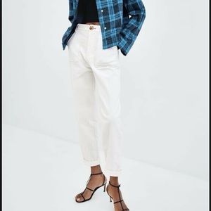 Zara high waist corduroy pants off white